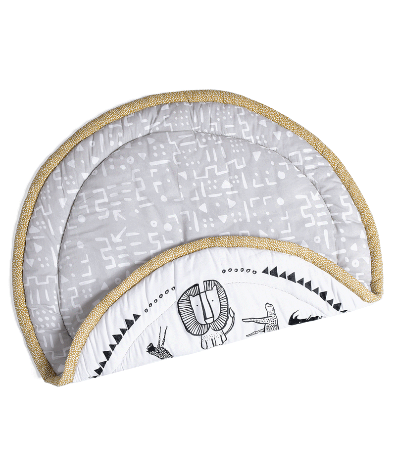 Organic Safari Quilted Baby Playmat by Wee Gallery - Soft, Non-Toxic & Washable Activity Mat for Tummy Time, Crawling & Floor Play - Perfect Nursery & Travel Essential for Infants & Toddlers