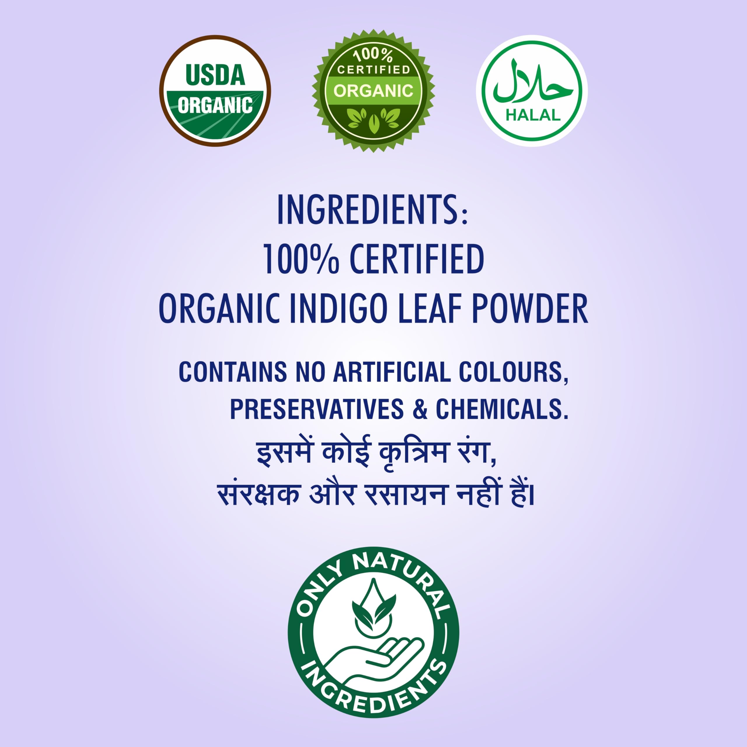 Organic Indigo Leaf Powder for Hair - 100% Natural Herbal Hair Dye & Conditioner | Chemical-Free, Anti-Dandruff Treatment | Promotes Hair Growth & Scalp Health | Perfect for Gray Coverage & Ayurvedic Hair Care