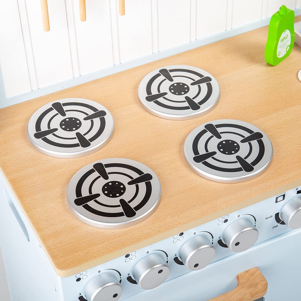 John John Tidlo Wooden Country Play Kitchen - Pretend Cooking Toy for Kids, Wooden Playhouse with Sink & Stove - Perfect for Imaginative Play, Birthday Gifts & Preschool Learning