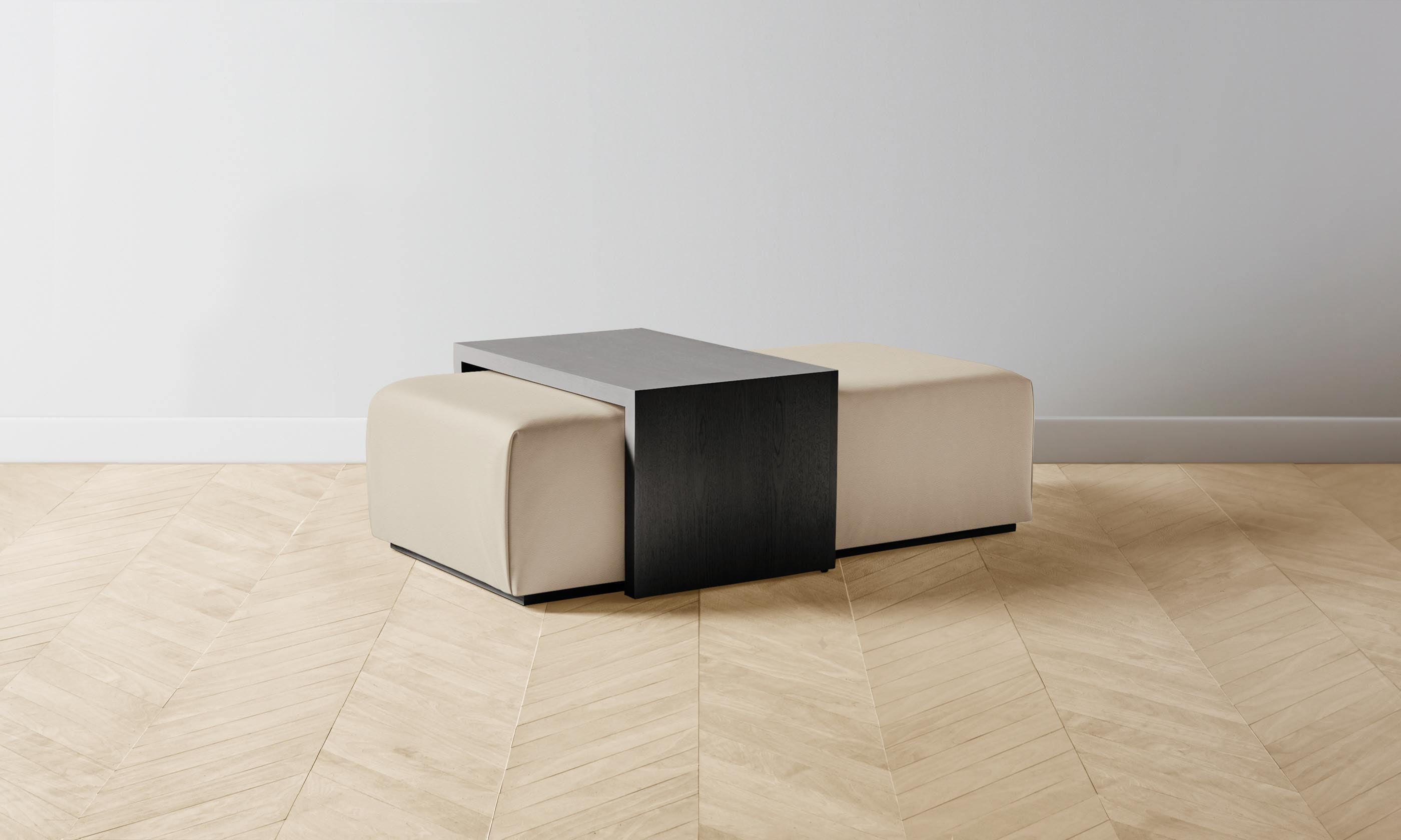 The Bowery Ottoman - Premium Pebbled Leather Upholstery in Stone Color | Stylish Footrest & Accent Chair for Living Room, Bedroom, or Office