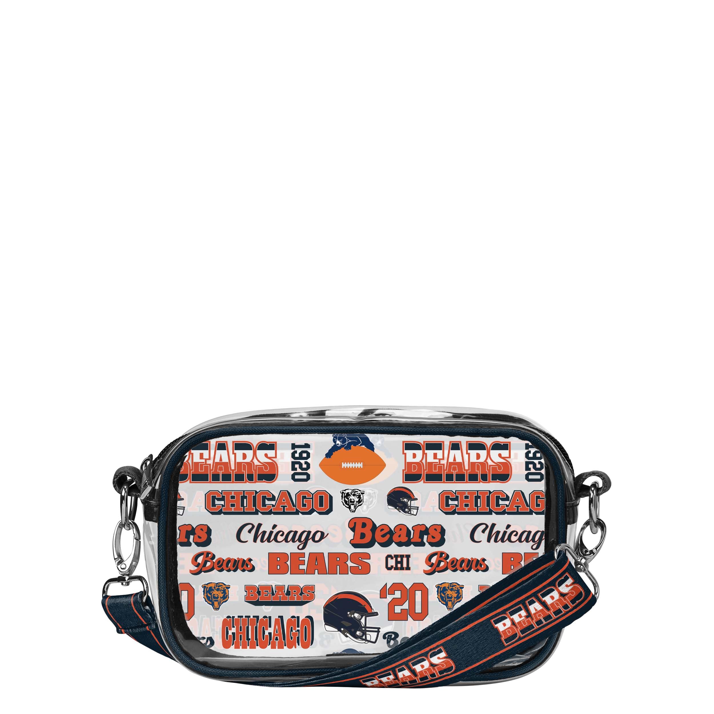 FOCO NFL Team Logo Retro Print Clear Crossbody Bag for Women & Men - Waterproof Game Day Purse for Football Fans, Stadium Essentials & Travel Accessories