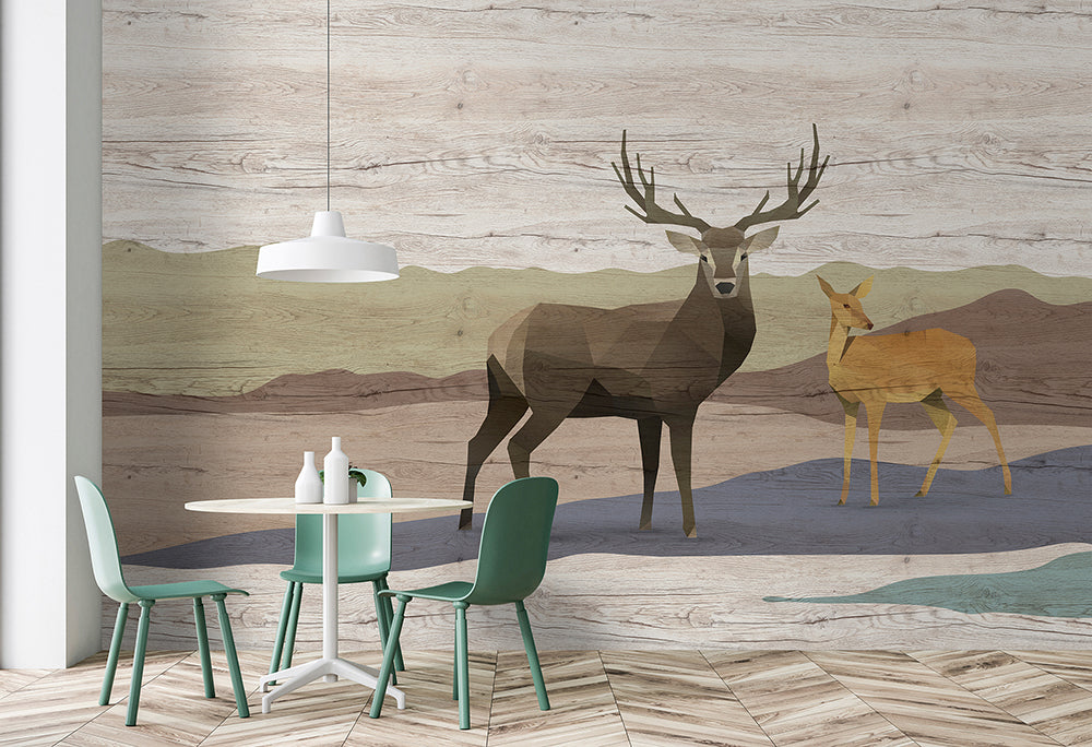 Patel 3 Yukon Deer Wall Art - Handmade Canvas Painting for Home & Office Decor - Perfect for Living Room, Bedroom, or Cabin Style Interiors