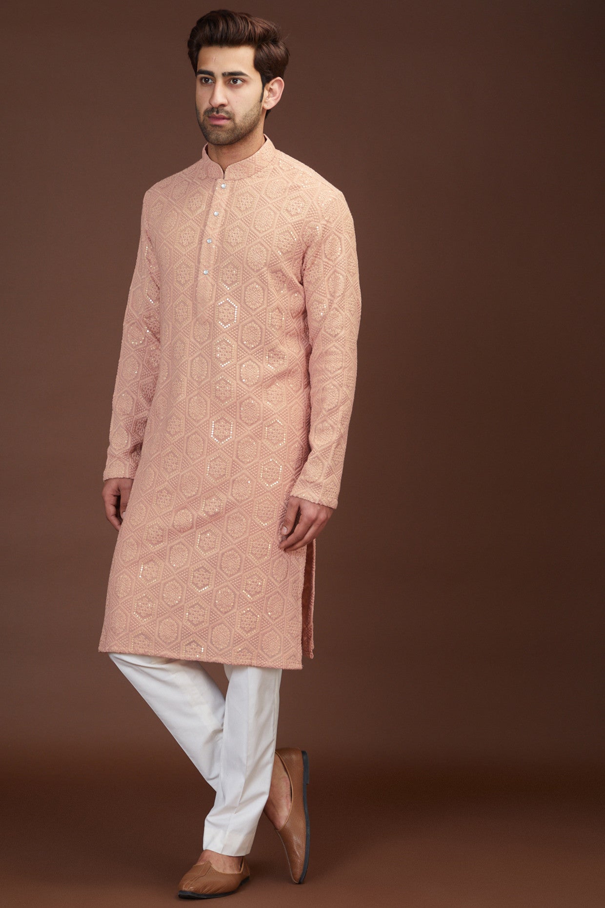 Elegant Mud Pink Chikankari Kurta for Women | Traditional Indian Embroidered Tunic | Perfect for Festivals, Weddings & Casual Wear