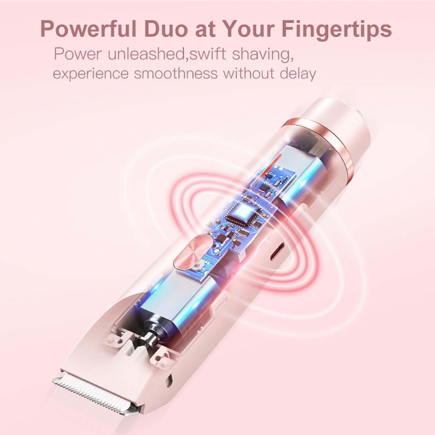 2025 New 2-in-1 Electric Lady Shaver for Women - Dual Head Rechargeable Waterproof Bikini & Body Hair Trimmer - Purple | Painless Hair Removal for Legs, Underarms & Pubic Area | Perfect for Travel & Home Use