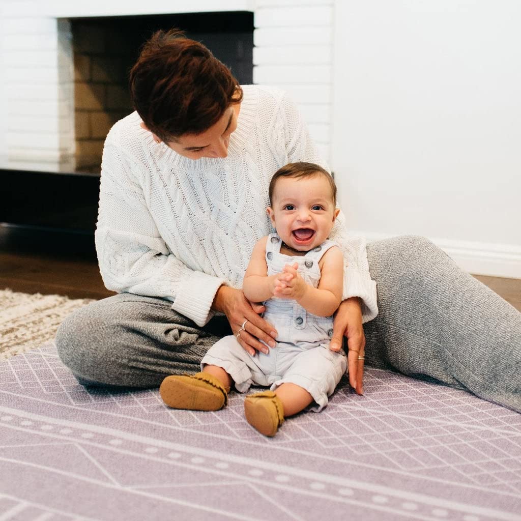 Ruggish Cali Play Rug 4.8 x 7.0 ft - Soft Reversible Baby Playmat with Interactive Map, Waterproof & Non-Slip Nursery Rug for Kids (Lavender) - Perfect for Playrooms, Daycares & Toddler Safe Flooring