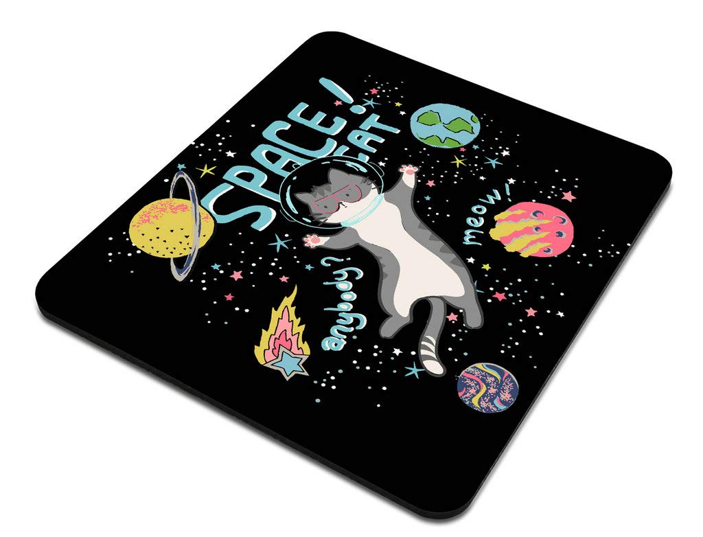 Custom Gaming Mouse Pad with Cute Space Cat Design - Non-Slip Rubber Base for PC & Laptop - Perfect for Gaming, Office Work & Home Use