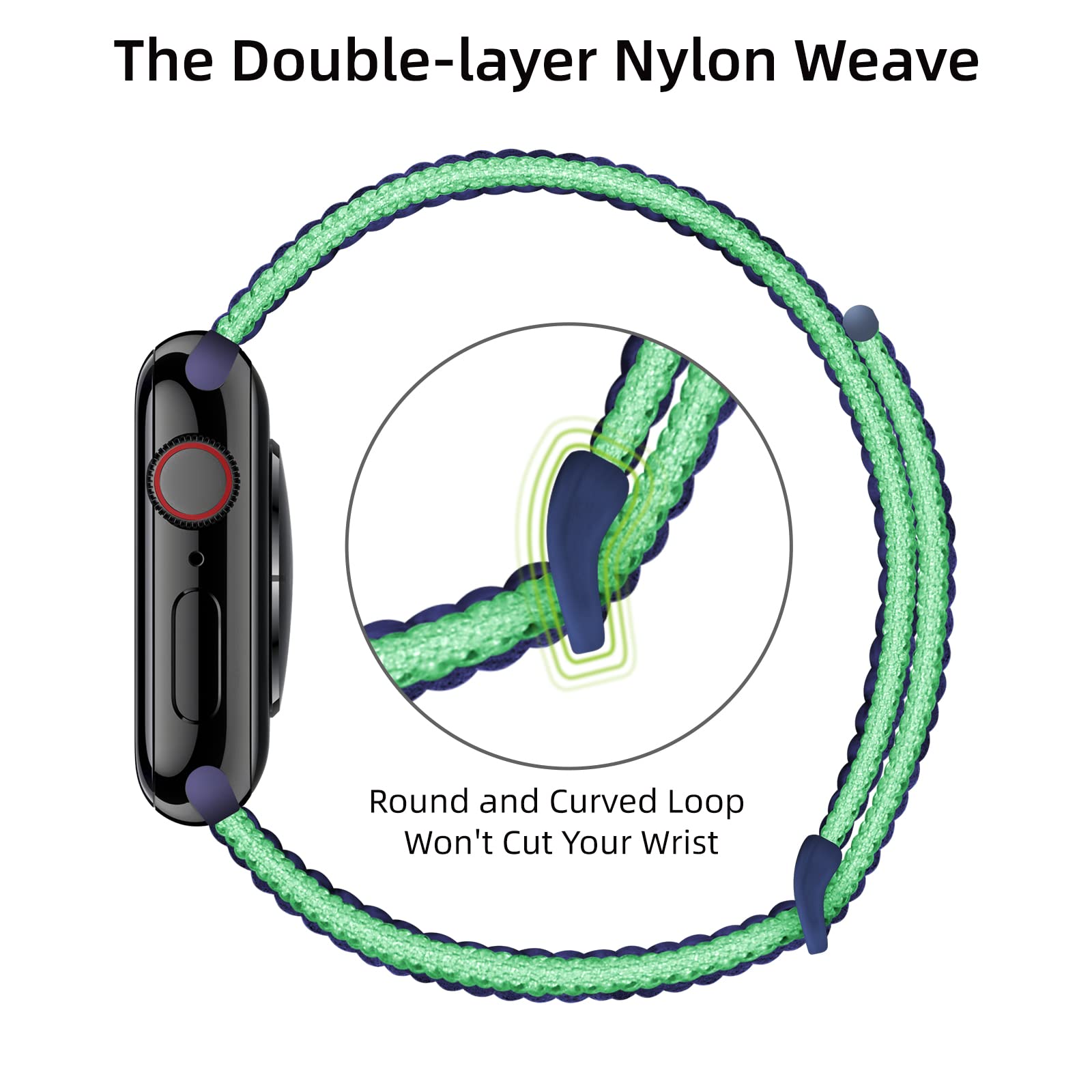 OXWALLEN Sport Loop Nylon Band for Apple Watch Series 9/8/7/6/5/4/3 SE 2/1 - Adjustable Braided Fabric Strap Compatible with 41mm 40mm 38mm iWatch - Comfortable & Durable for Women & Men (Lime) - Perfect for Running, Workouts & Everyday Wear