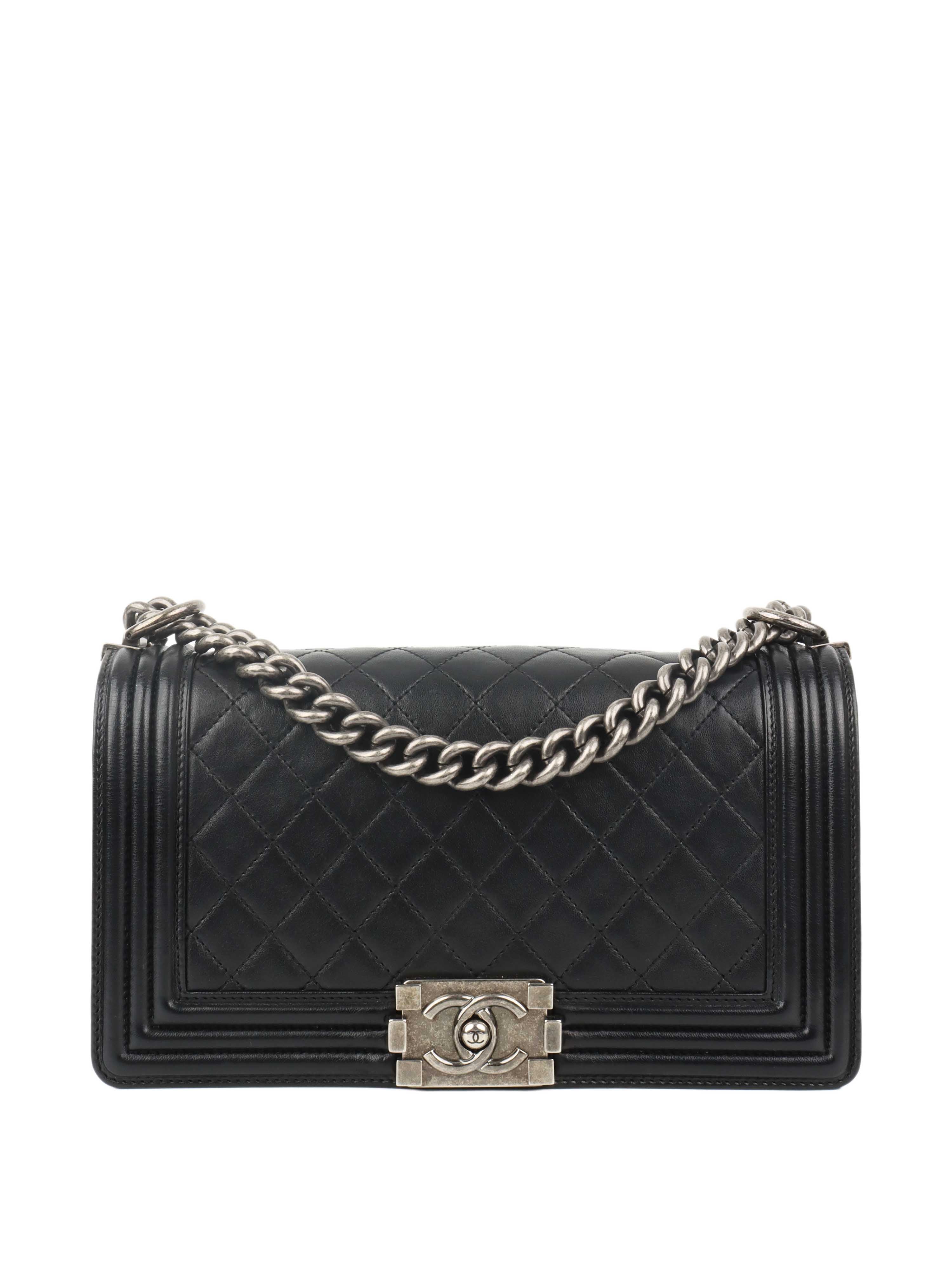 Chanel Black Medium Lambskin Boy Bag - Luxury Designer Handbag for Women, Perfect for Evening Events, Parties & Special Occasions