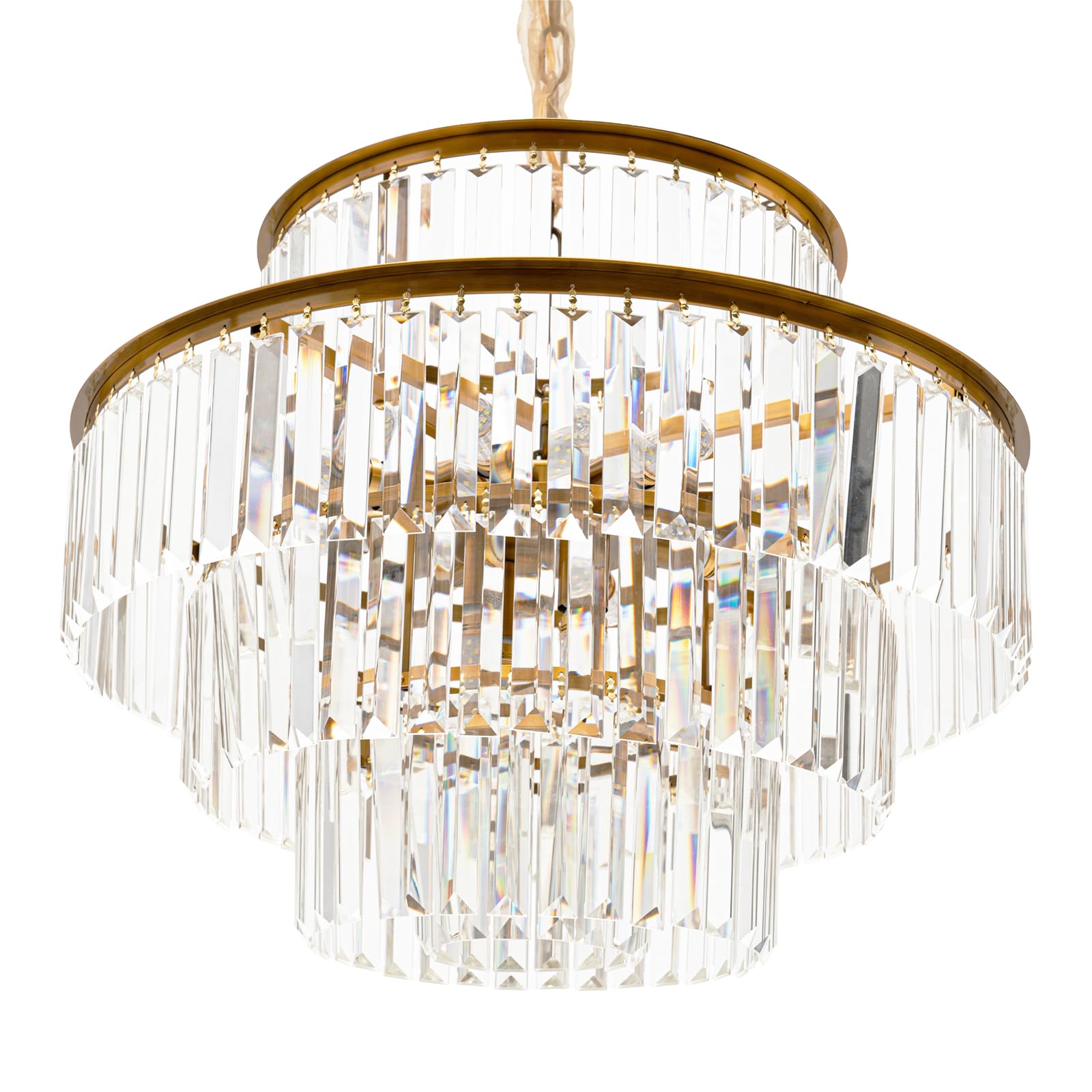 Modern Luxury Chrome Crystal Chandelier - 10-Light 4-Tier Contemporary Pendant Ceiling Light Fixture (23.6