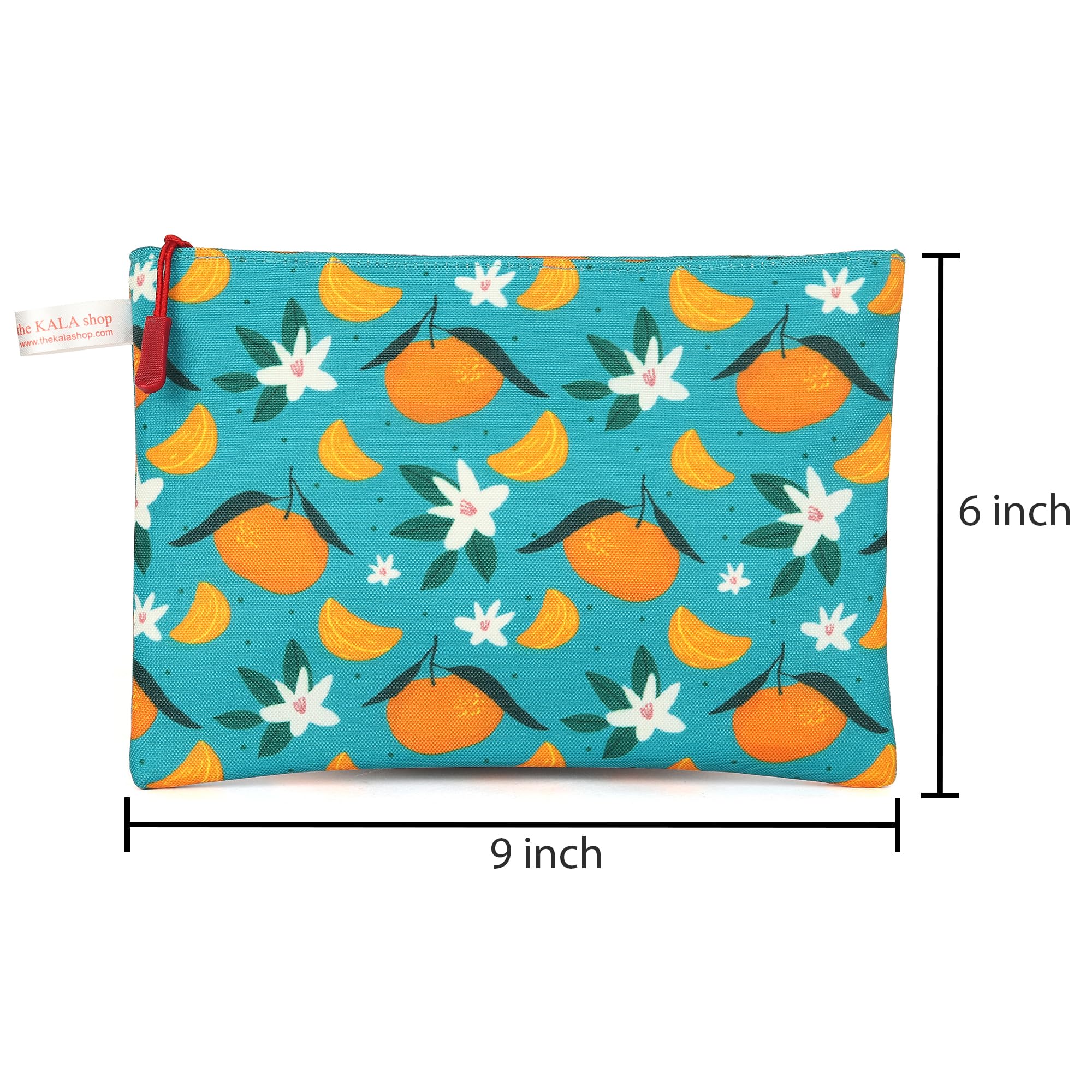 KALA SHOP Multifunctional Travel Pouch for Women, Men & Kids - Waterproof Storage Bag, Makeup Organizer, Utility Pouch with Orange Floral Design - Perfect for Travel, Gym, Cosmetics & Daily Essentials
