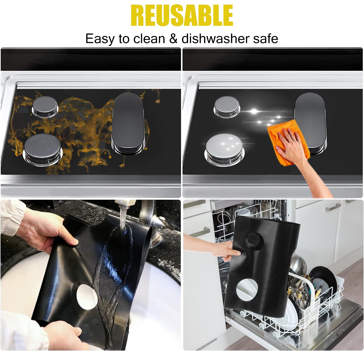Reusable Non-Stick Stove Top Covers for Samsung Gas Burners - Stove & Oven Protector Liners | Perfect for Kitchen Safety & Easy Cleaning