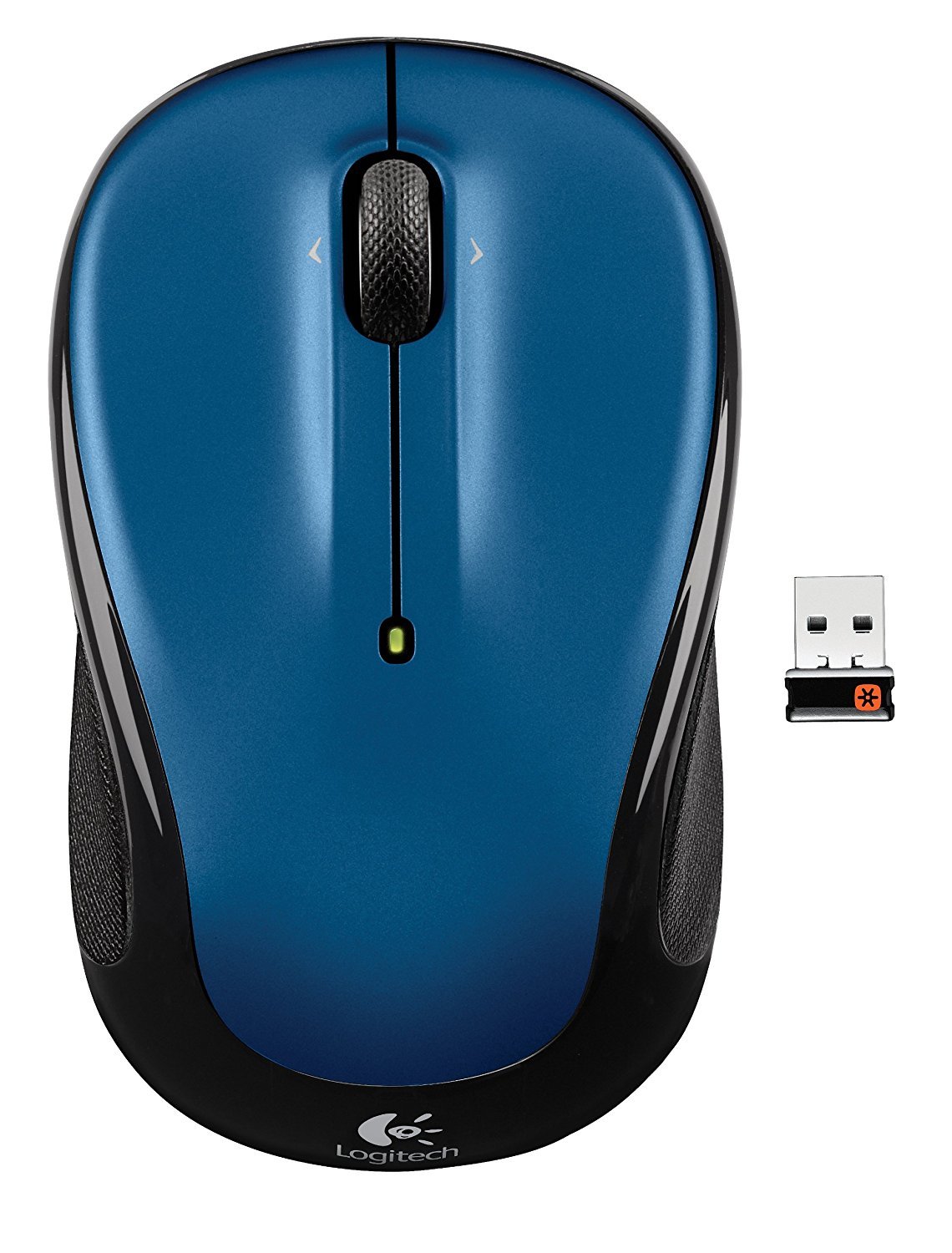Logitech M325 Wireless Mouse - Ergonomic Ambidextrous Optical Mouse with Comfortable Rubber Grips, 2.4GHz Wireless Technology, 5 Programmable Buttons for PC/Laptop/Mac (Blue, Renewed) - Perfect for Office Work, Home Use & Travel