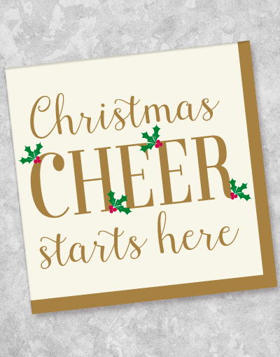 Cheer Starts Here Beverage Napkins - 40 Count Disposable Party Napkins for Drinks, Cocktails & Celebrations - Perfect for Weddings, BBQs & Holiday Gatherings