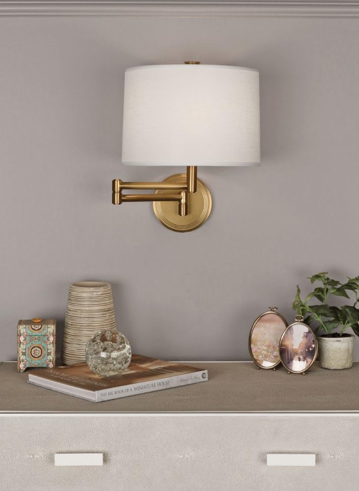 Robert Abbey 2824 One Light Wall Swinger - Modern Swing Arm Wall Lamp for Bedroom, Living Room & Office - Adjustable Reading Light with Matte Black Finish