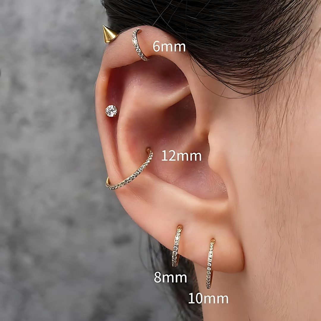 20G 6mm 12mm Pave Hoop Earrings for Septum Piercing | HSPJ282 | Perfect for Everyday Wear, Parties & Special Occasions