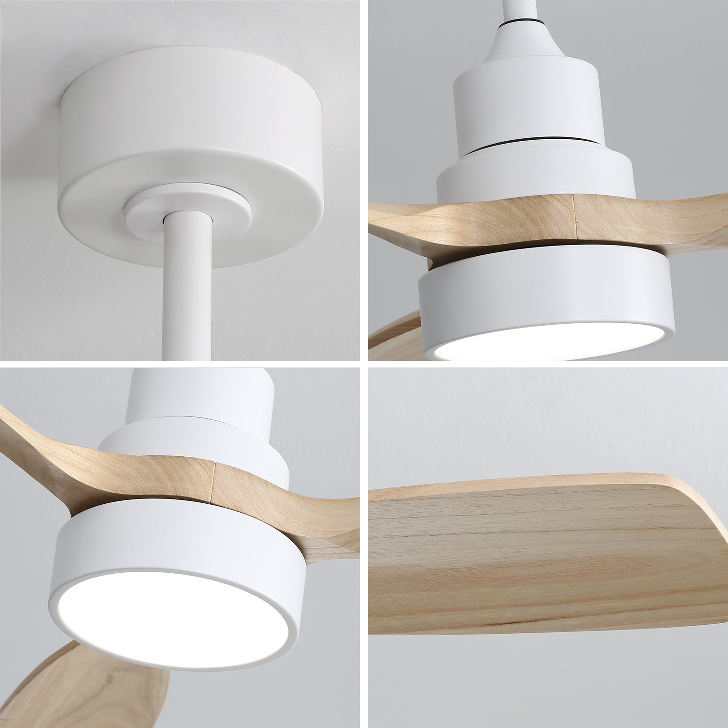48 Inch Indoor Ceiling Fan with Light - 3 Solid Wood Blades, Remote Control, Reversible DC Motor - Perfect for Living Room, Bedroom & Dining Room Home Decor