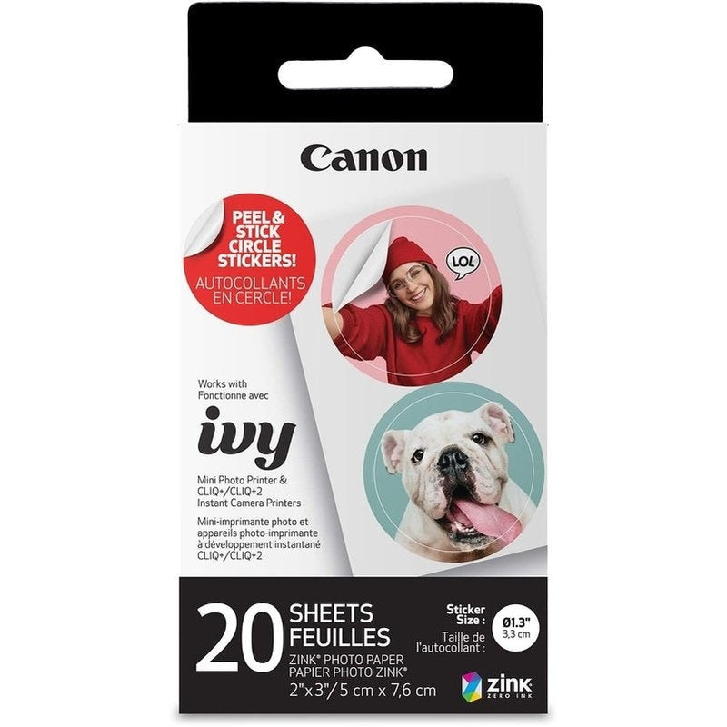 Canon ZINK 2x3 Inch Photo Paper - Zero Ink Technology for Vibrant Color Prints | Perfect for Instant Cameras, Photo Albums & DIY Crafts
