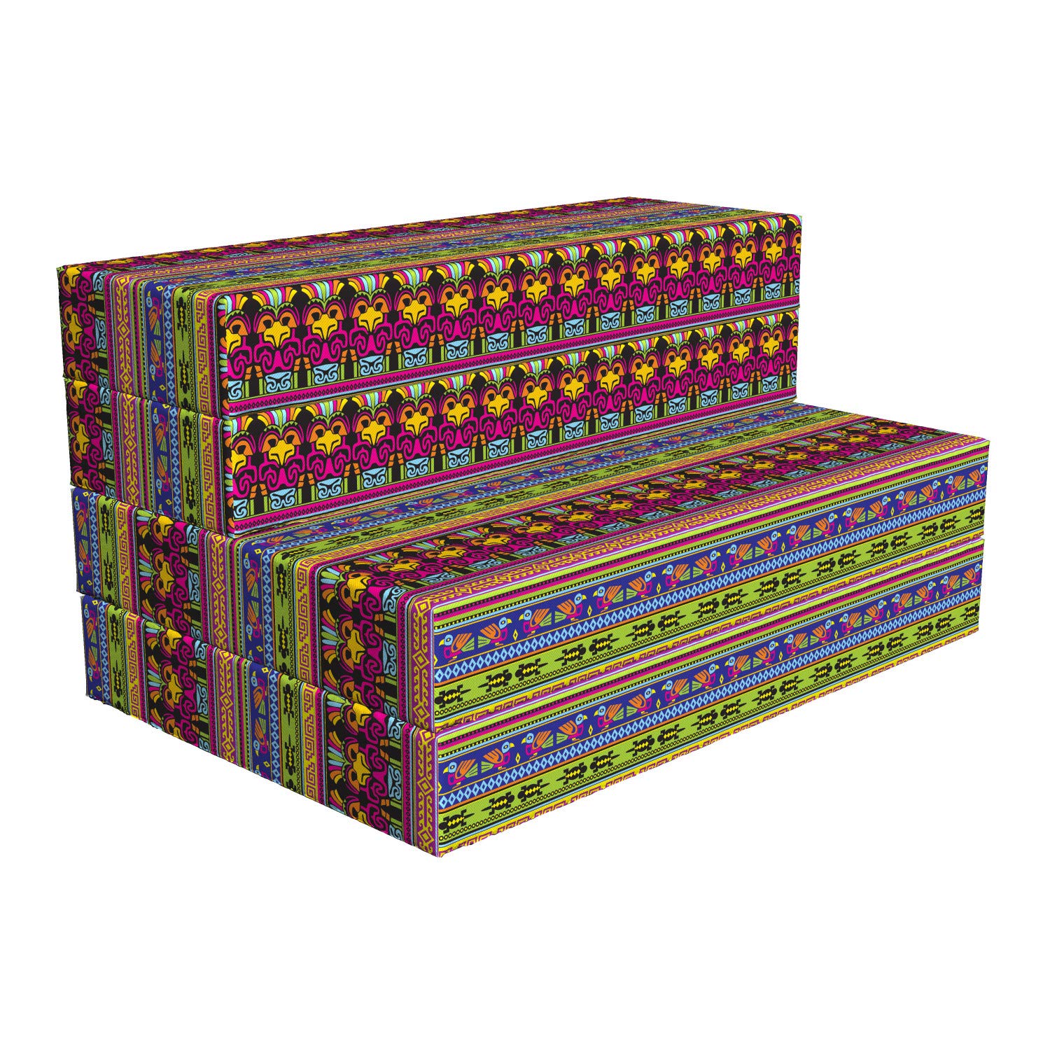 Ambesonne Prehistoric Dinosaur Print Foldable Mattress - Aztec Tribal Border Design - 74.8