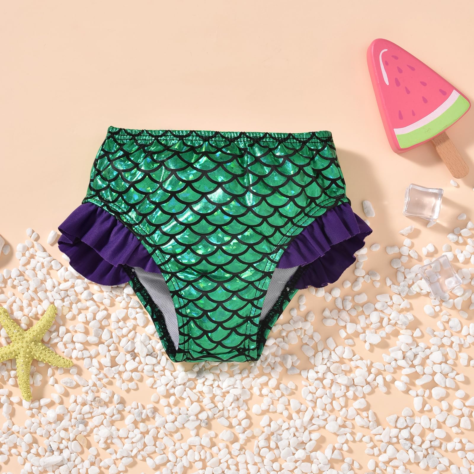 Cute Baby Girl Mermaid Swimsuit Set - UV Protection Bikini & Headband for Beach, Pool & Summer Water Play