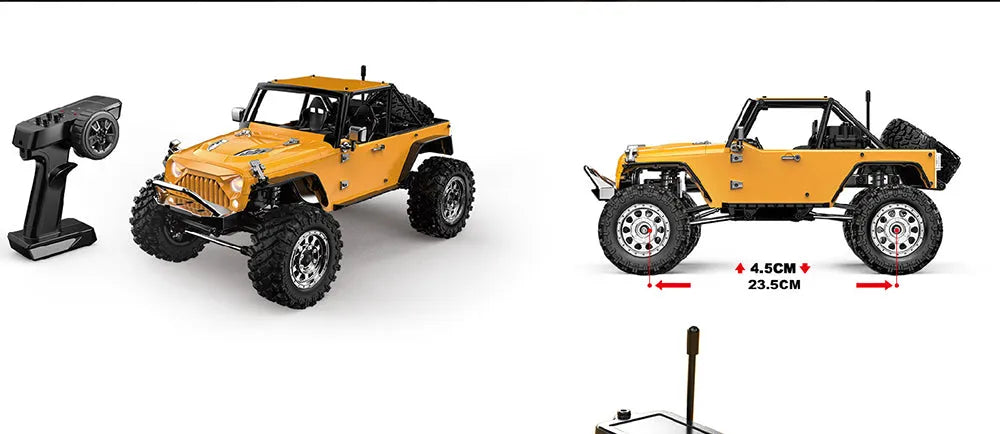 MJX Hyper Go H12Y+ 1/12 Scale High Speed RC Car - 3650 Brushless Motor, Durable Aluminum Shell, 4WD Off-Road Remote Control Truck (Yellow) - Perfect for Backyard Racing, Off-Road Adventures & RC Hobbyists