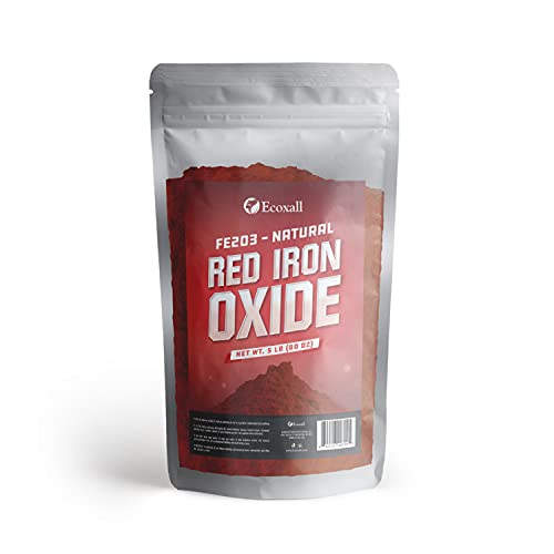 Ecoxall Red Iron Oxide Powder - 5 lbs (2.27 kg) - High Purity Pigment for Concrete, Paint, Ceramics & DIY Crafts - Non-Toxic & Eco-Friendly