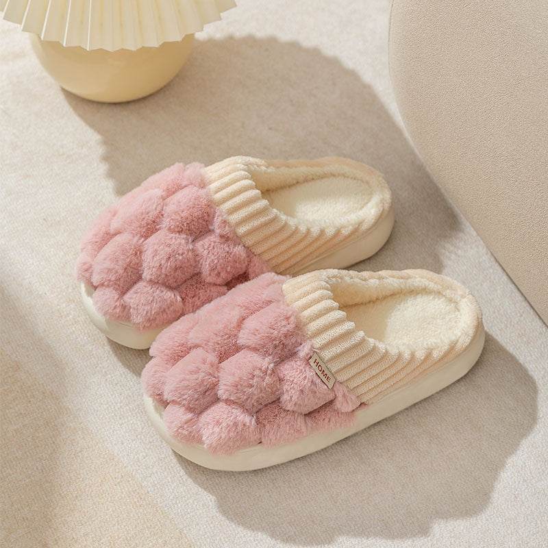 Honeycomb Fluffy Plush Slippers for Women & Men - Ultra Soft Warm Indoor House Slippers with Non-Slip Sole - Perfect for Winter, Home, Office & Lounge Wear