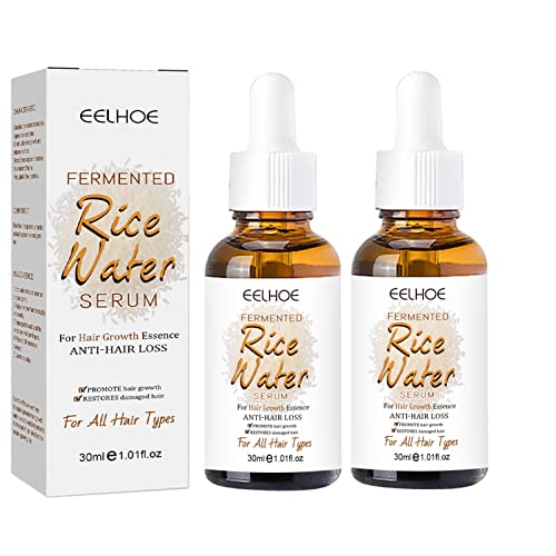 Fermented Rice Water Hair Growth Serum - Anti Hair Loss Treatment for Thinning Hair, Promotes Thicker & Stronger Hair (2 Pack) - Perfect for Daily Hair Care & Scalp Nourishment