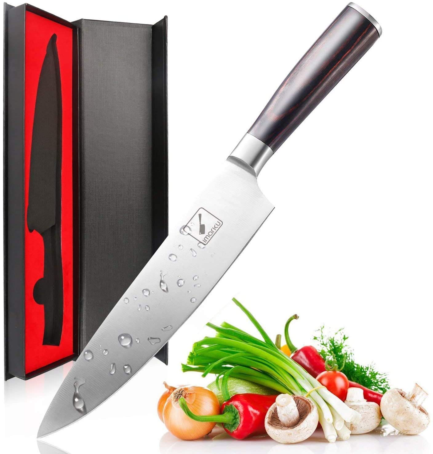 **IMARKU 8-Inch Professional Chef Knife - High-Carbon Stainless Steel Kitchen Knife with Ergonomic Handle & Gift Box - Perfect for Slicing, Dicing & Chopping - Ideal for Home Chefs & Professional Kitchens**