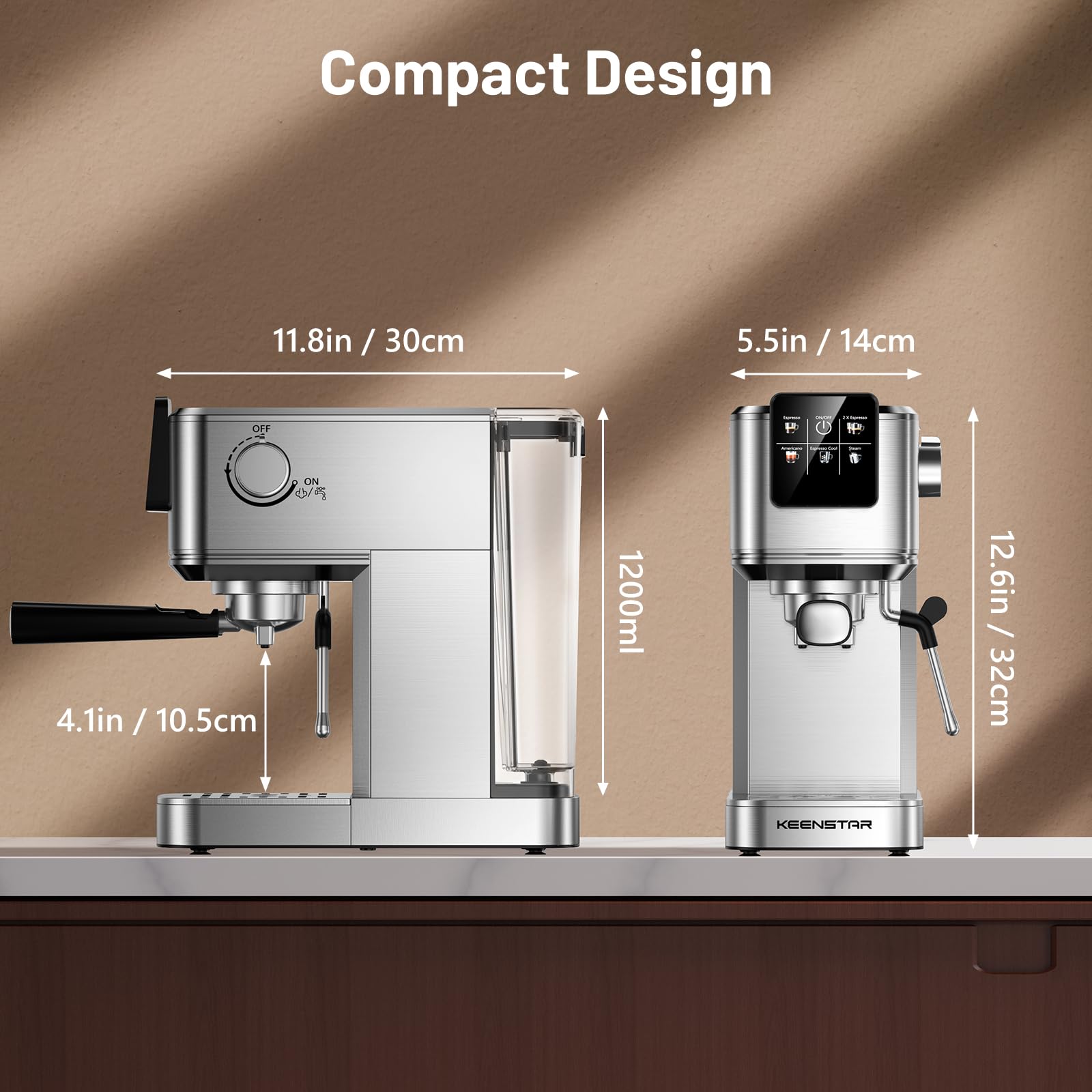 20Bar Espresso Coffee Machine with Rapid Cold Brew & Steam Wand - Touch Screen, 37oz Water Tank - Perfect for Latte, Cappuccino & Iced Coffee - Ideal Gift for Coffee Lovers (Home, Office, Cafe Use)