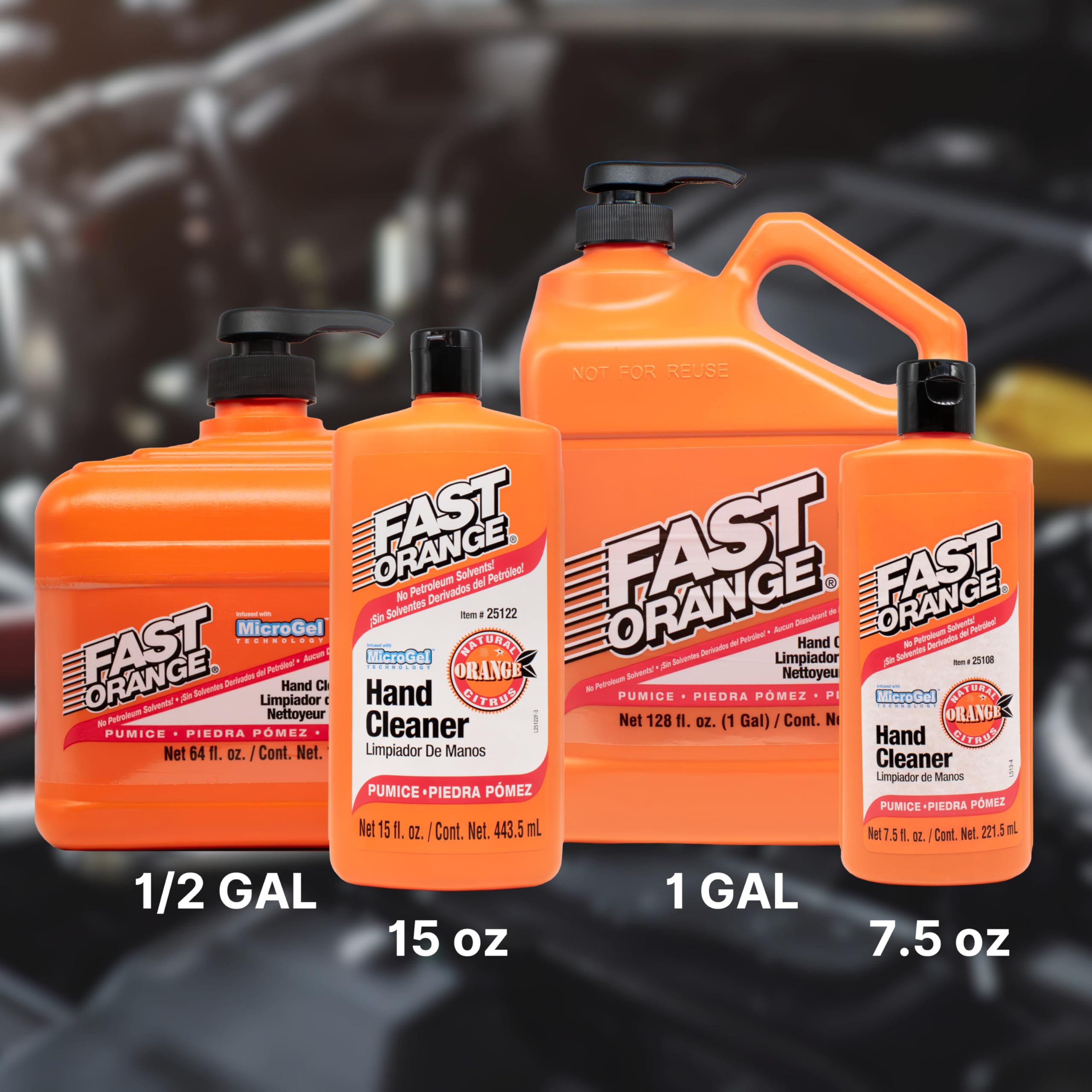 Fast Orange 25108 Pumice Hand Cleaner - Heavy Duty Waterless Grease Remover for Mechanics, Natural Citrus Scent, 7.5 oz - Perfect for Auto Repair, Construction & Industrial Work