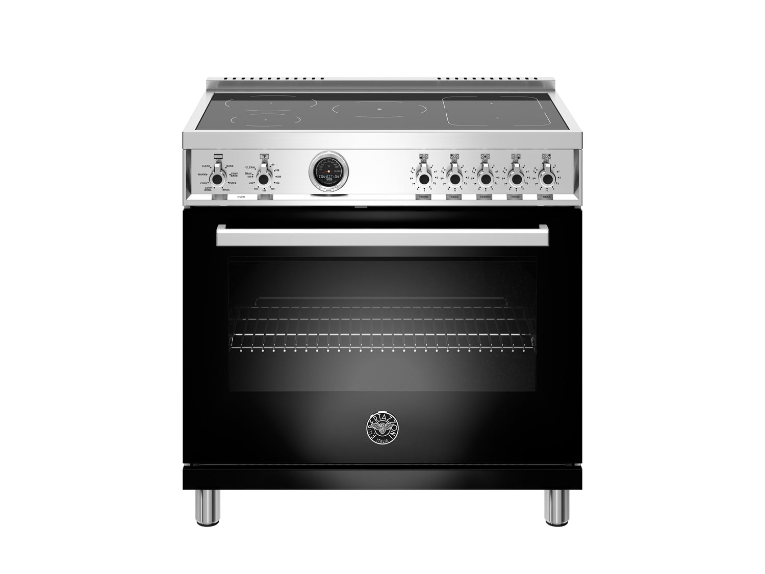 Bertazzoni PROF365INSNET 36 Inch Induction Range with 5 Heating Zones & Self-Cleaning Electric Oven in Nero Black - Perfect for Modern Kitchens, Home Chefs & Gourmet Cooking