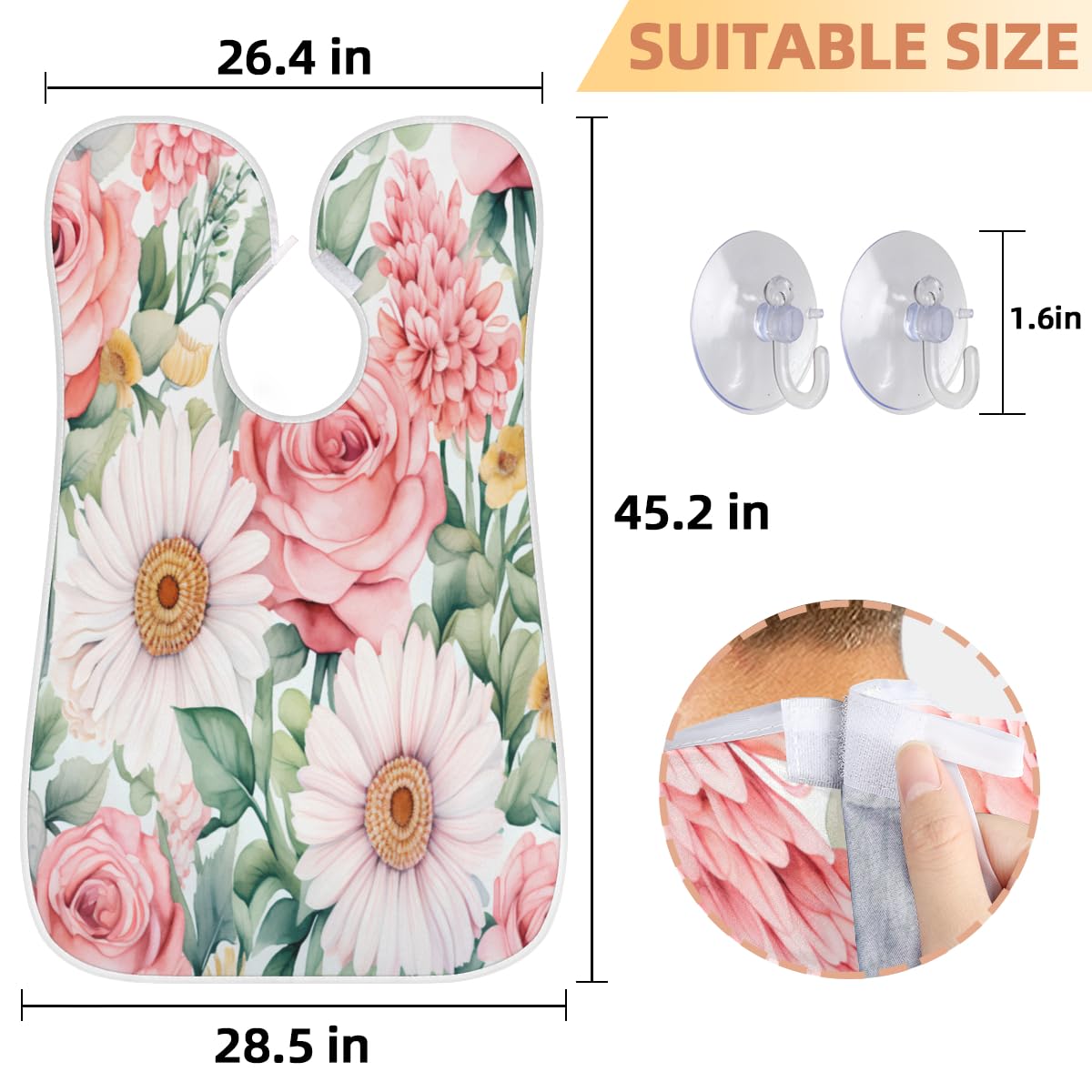 Rose Daisy Flower Pattern Beard Shaving Bib for Men - Waterproof Makeup & Hair Dye Apron for Women - Barber Cape for Haircut & Beard Trimming - Sink Hair Catcher & Styling Tool - Perfect for Salon, Home Grooming & Gift Giving