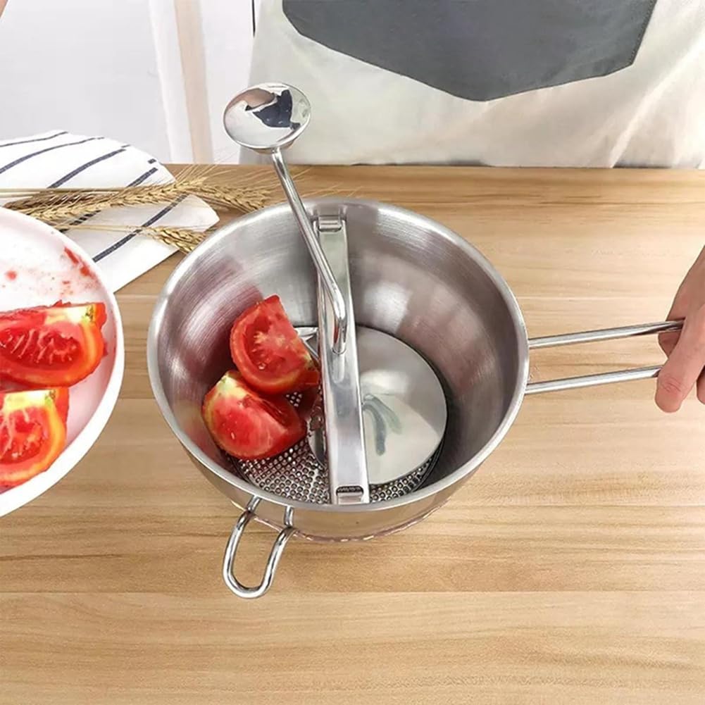 Stainless Steel Vegetable & Fruit Grinder Tool - Food Mill for Mashing Pumpkin, Potatoes, Tomatoes | Perfect for Purees, Baby Food & Cooking Prep