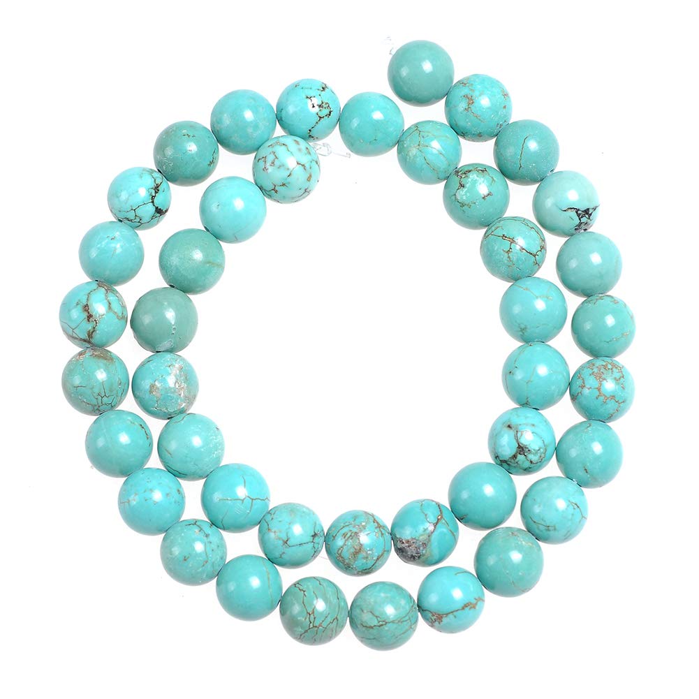 10mm Natural Turquoise Stone Beads - Round Loose Gemstone Beads for Jewelry Making DIY, Healing Crystal Energy Stones, 15