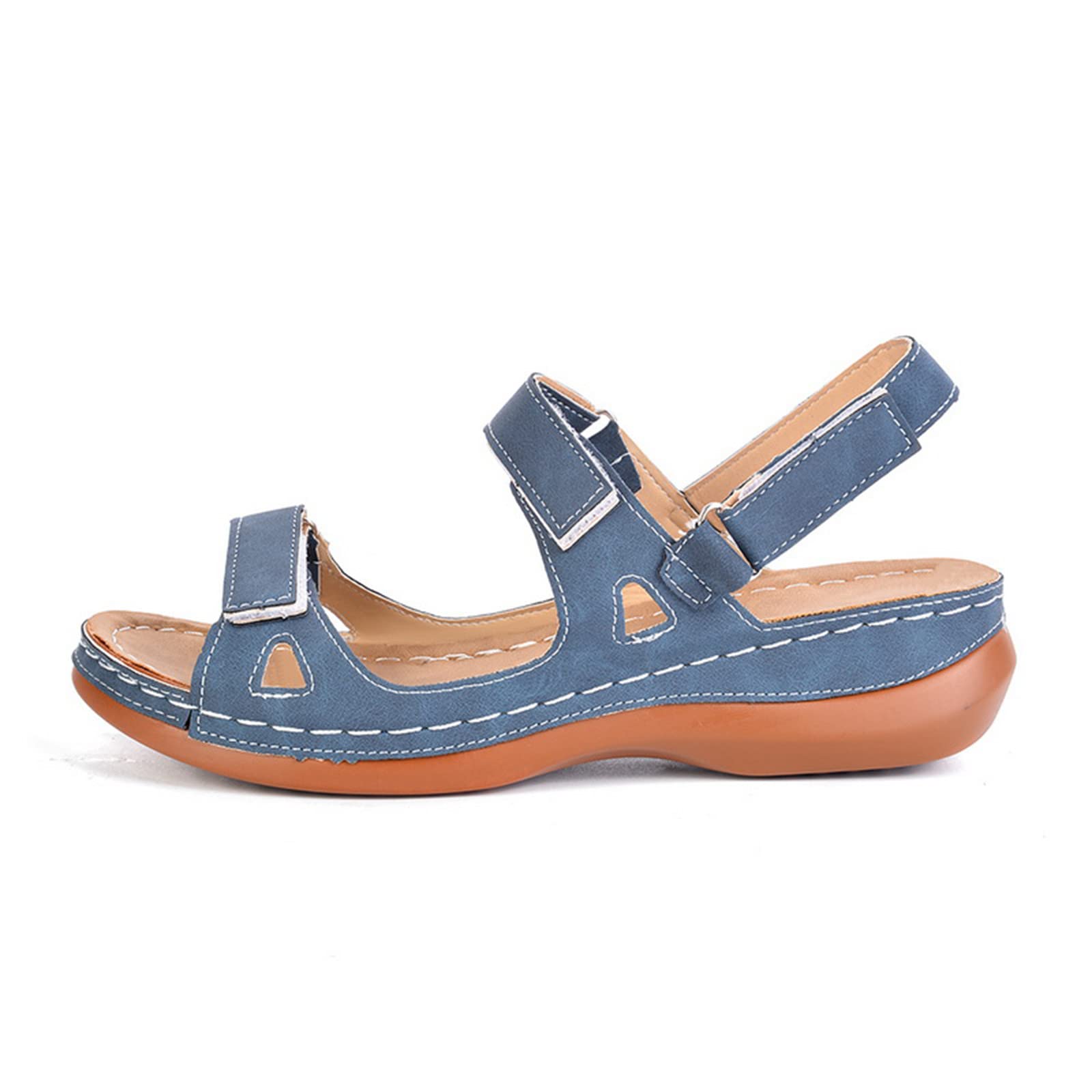 Women's Velcro Sandals - Open Toe Roman Style Beach Wedge Sandals with Ankle Strap | Slip On Comfort for Summer, Vacation & Casual Wear