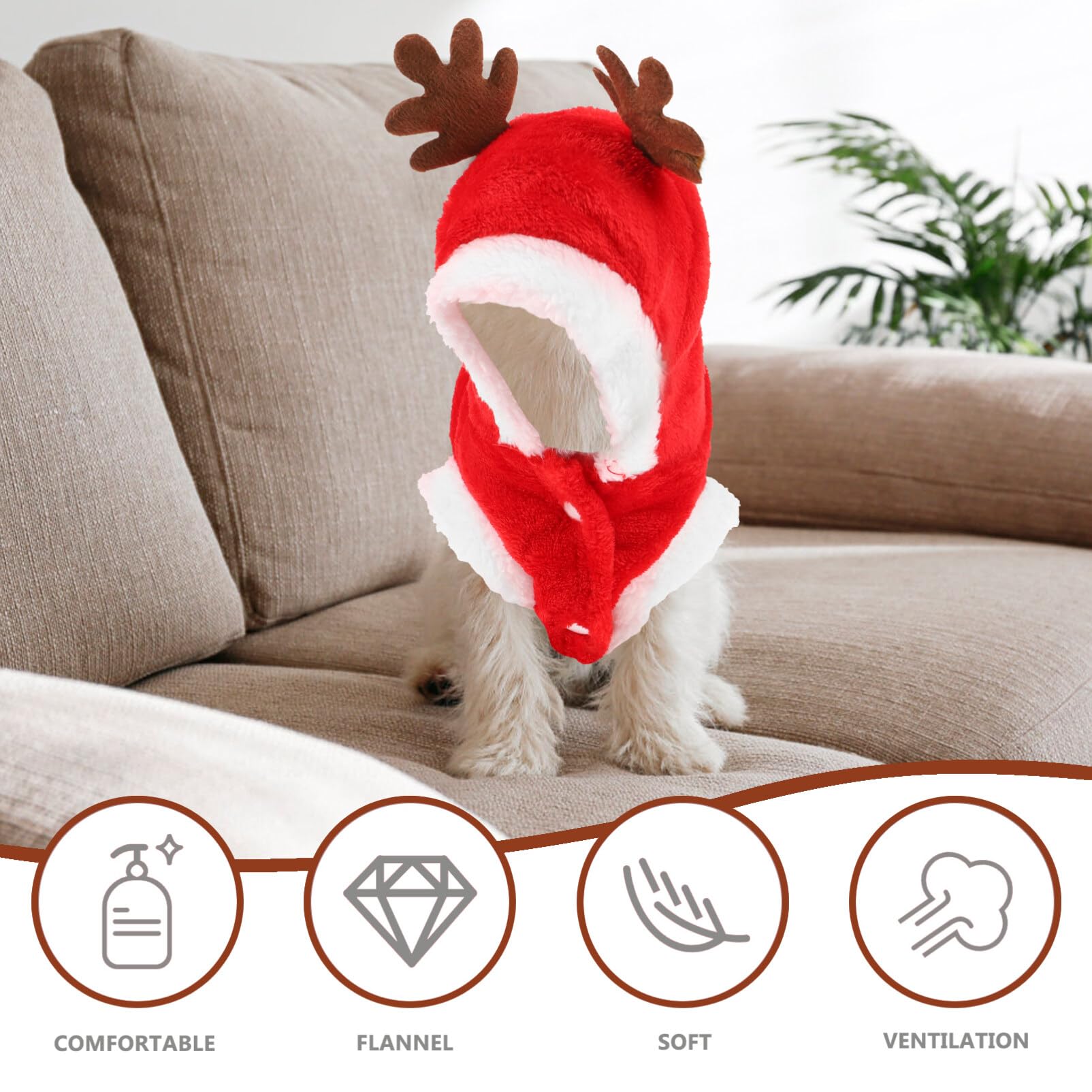 POPETPOP Christmas Dog Sweater - Santa Elk Dog Costume Hoodie | Xmas Pet Clothes for Small Dogs & Puppies | Warm Winter Coat & Holiday Outfit | Perfect for Christmas Photos & Indoor/Outdoor Festive Wear (Size S)