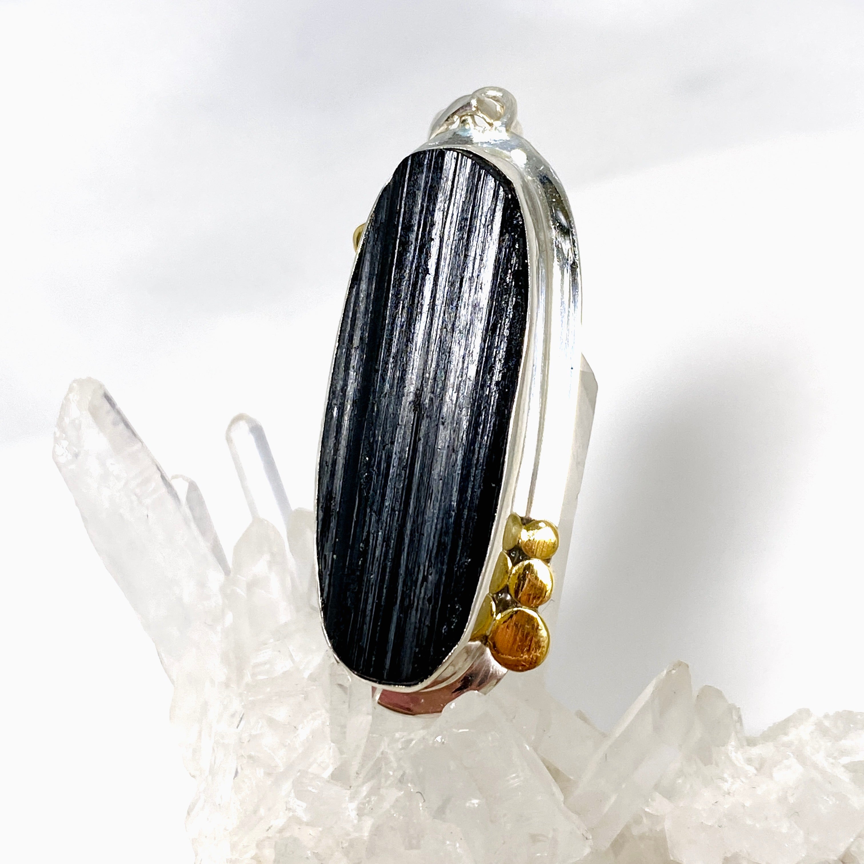 Natural Black Tourmaline Oval Raw Stone Pendant Necklace - KPGJ4595 | Healing Crystal Jewelry for Protection & Energy Cleansing | Perfect for Meditation, Yoga & Spiritual Gifts