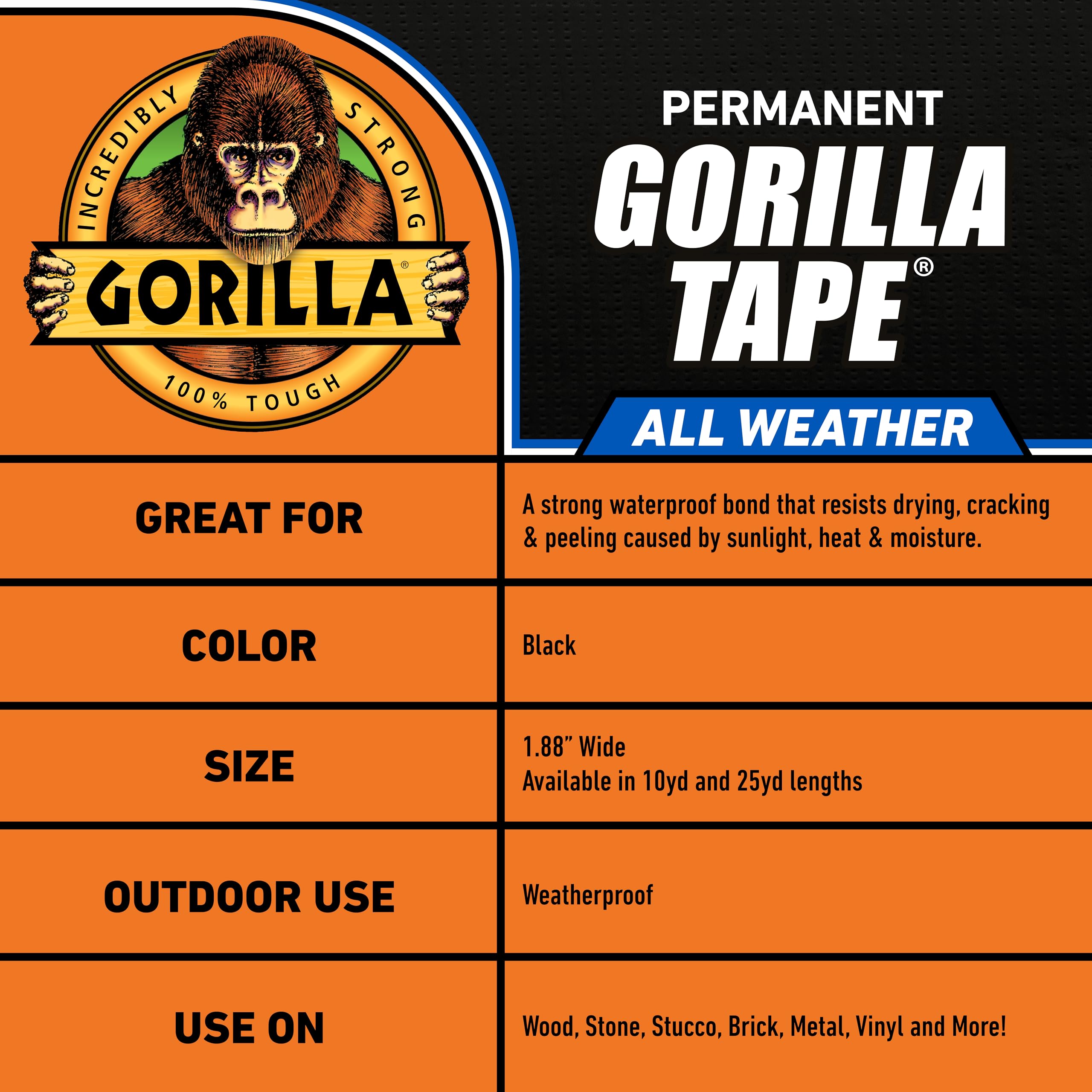 Gorilla All Weather Heavy Duty Duct Tape 1.88