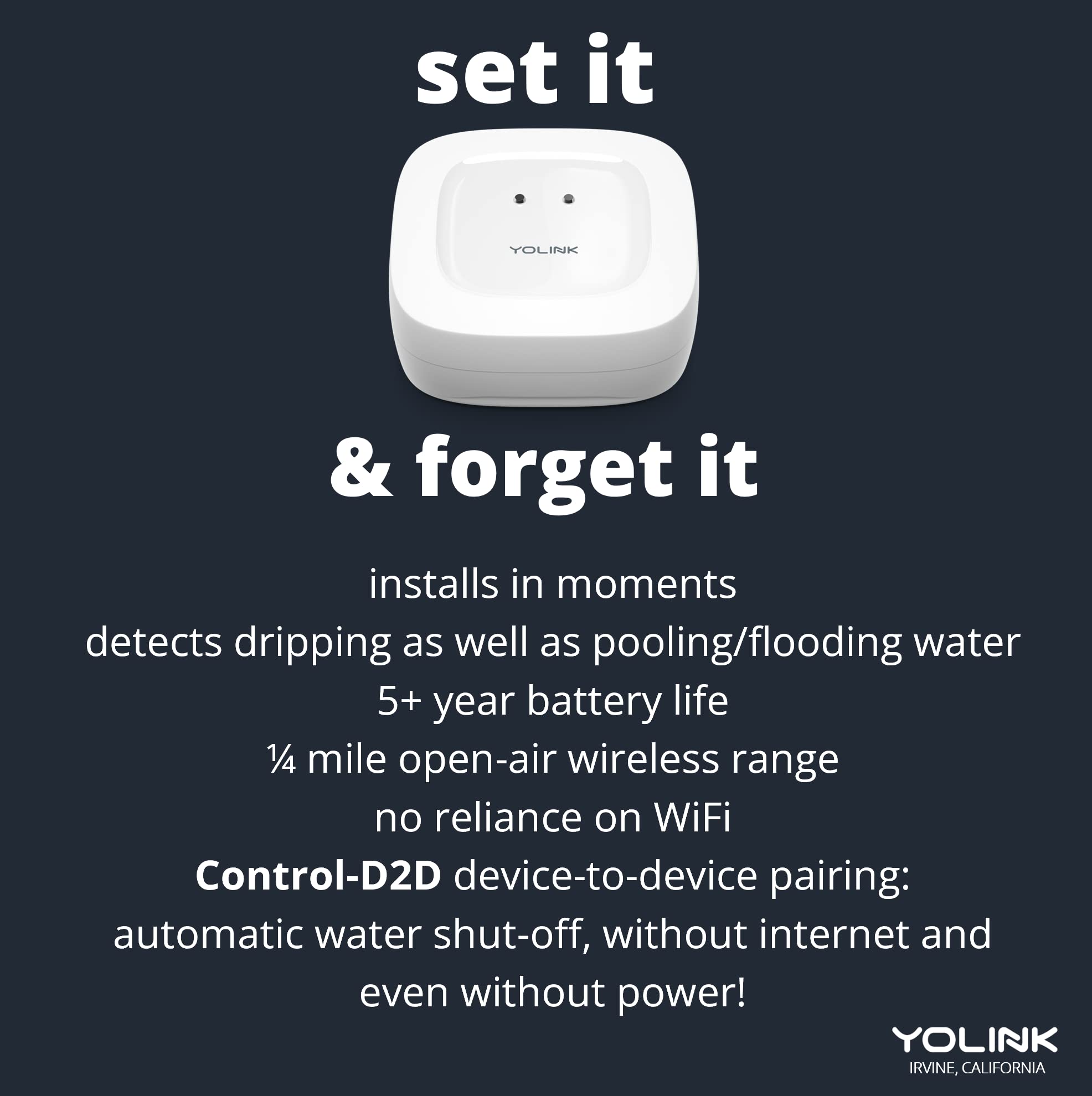 YoLink Smart Home Starter Kit with Hub & 4 Water Leak Sensors | SMS/Email/Push Alerts | 1/4 Mile LoRa Range | Alexa & IFTTT Compatible | Perfect for Basement, Bathroom & Kitchen Leak Detection