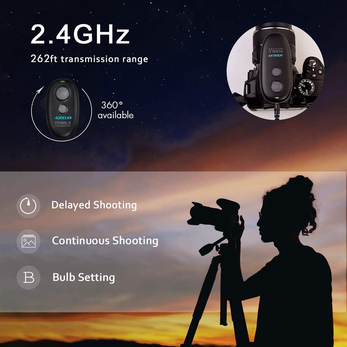 Wireless Shutter Release Remote Control for Canon EOS R5 C, R3, R6, 5D, Fujifilm GFX 50S II, Olympus E-M1 Mark III & E-M5 III | Replaces Canon TC-80N3, RS-60E3, Fuji RR-100, Olympus RM-CB2 | Perfect for Time-Lapse, Group Photos & Hands-Free Shooting