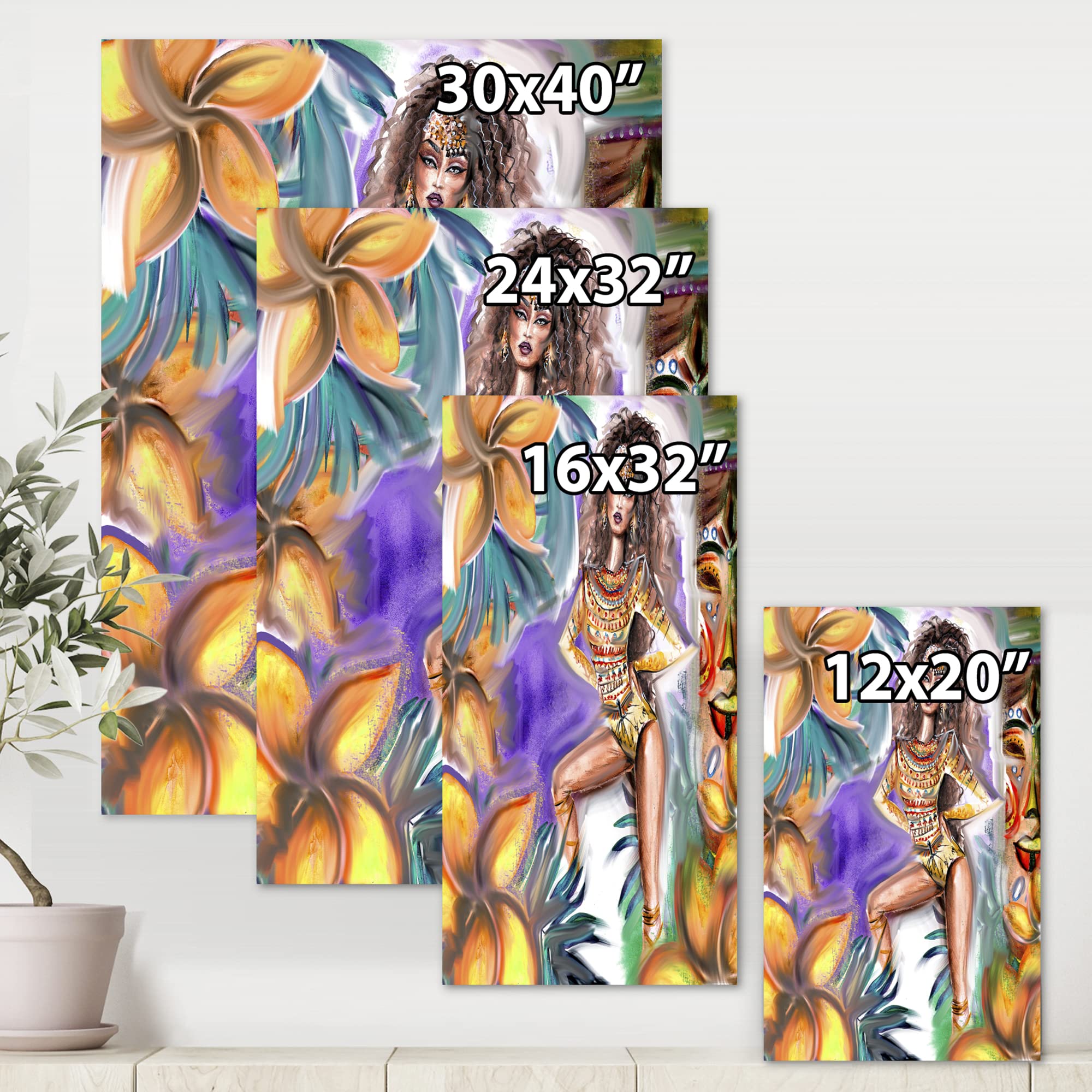 Tropical Amazon Warrior Traditional Canvas Wall Art - Handmade Jungle Themed Home Decor for Living Room, Bedroom & Office