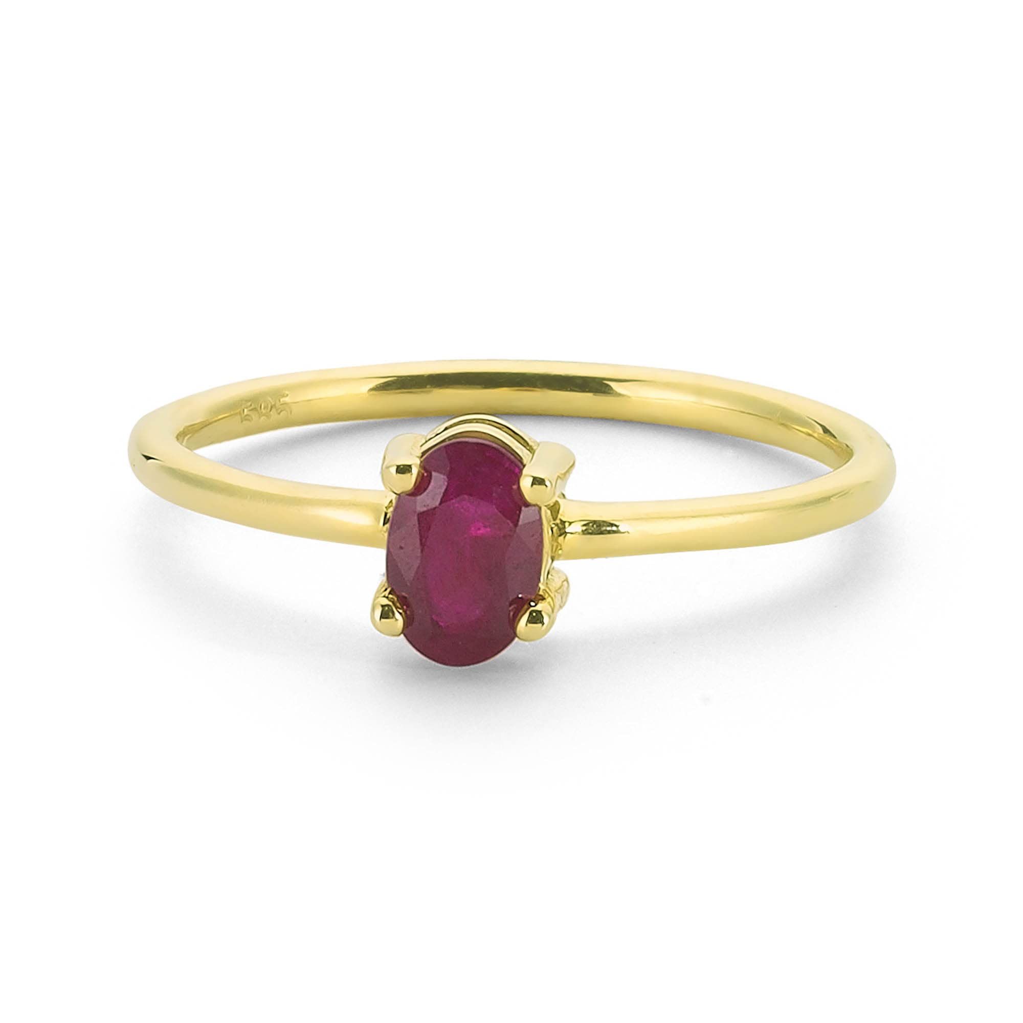 Genuine Oval Ruby Solitaire Ring - 14K Gold Engagement Ring for Women, Vintage Style Jewelry Gift for Anniversary, Valentine's Day & Special Occasions