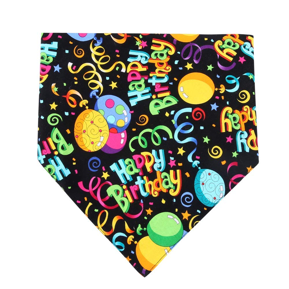 Dog Birthday Bandana - Triangle Bib Scarf for Large Dogs, Black - Perfect for Birthday Parties & Pet Celebrations