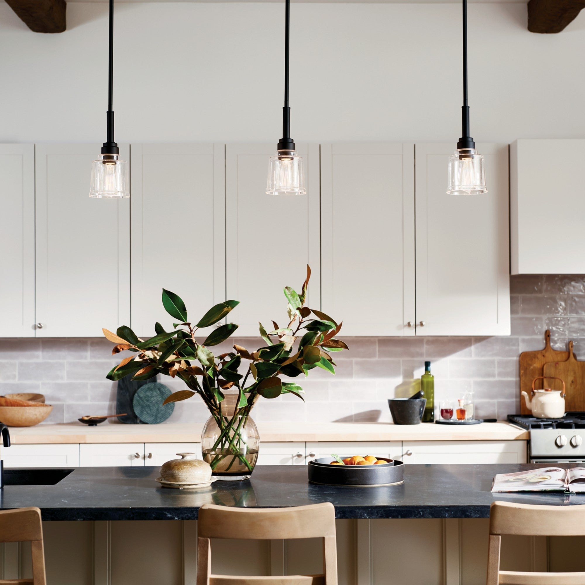 Aivian 5 Inch Modern Black Pendant Light - Sleek Hanging Fixture for Kitchen Island, Dining Room, or Bedroom Lighting