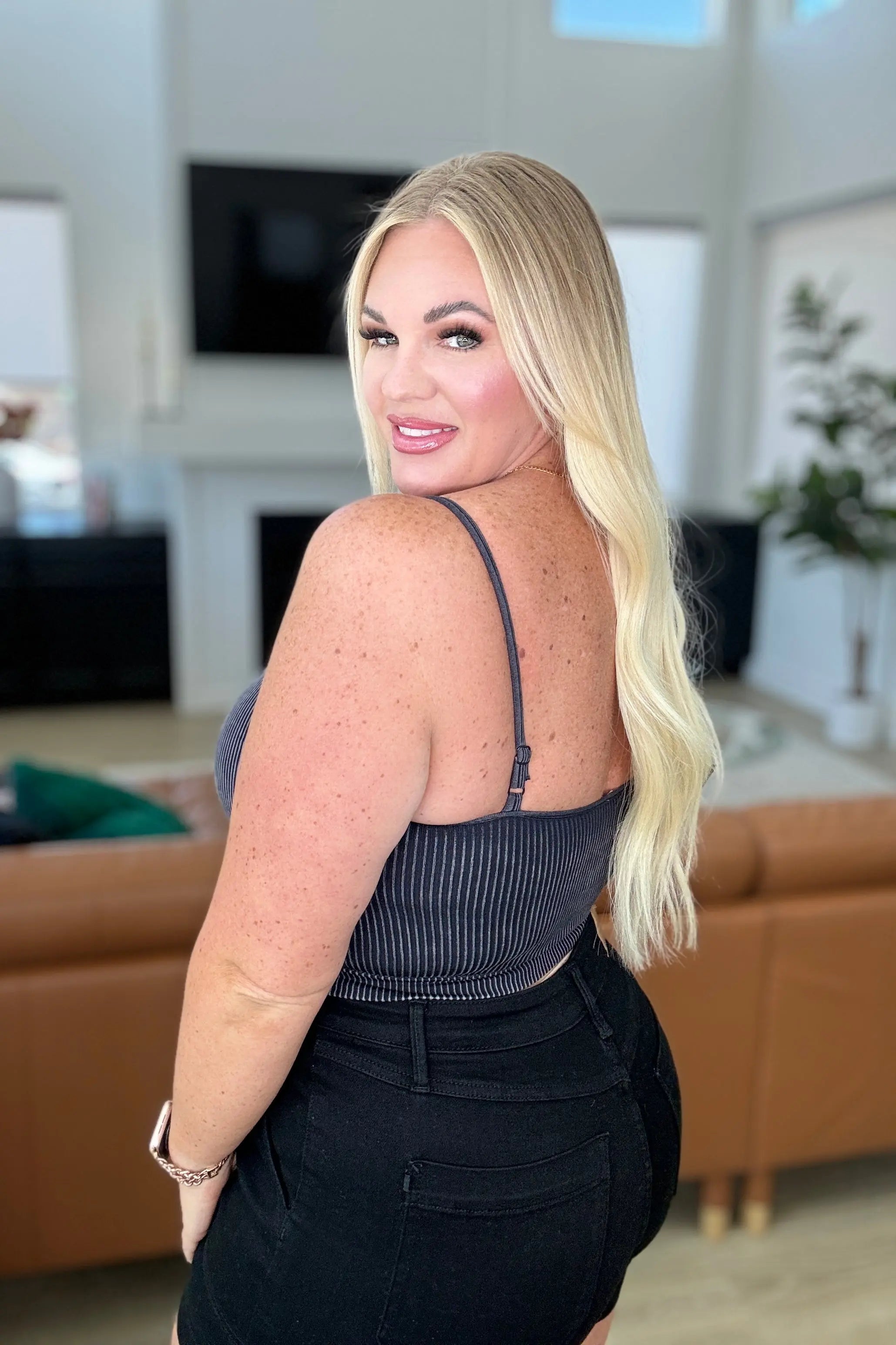 At Last Ribbed Tank Top for Women - Soft Stretchy Black Sleeveless Shirt for Casual Wear, Gym & Layering