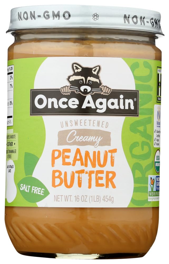Organic Creamy Peanut Butter - No Salt Added - 16 oz (Pack of 12) - Bulk Purchase for Smoothies, Baking & Healthy Snacks