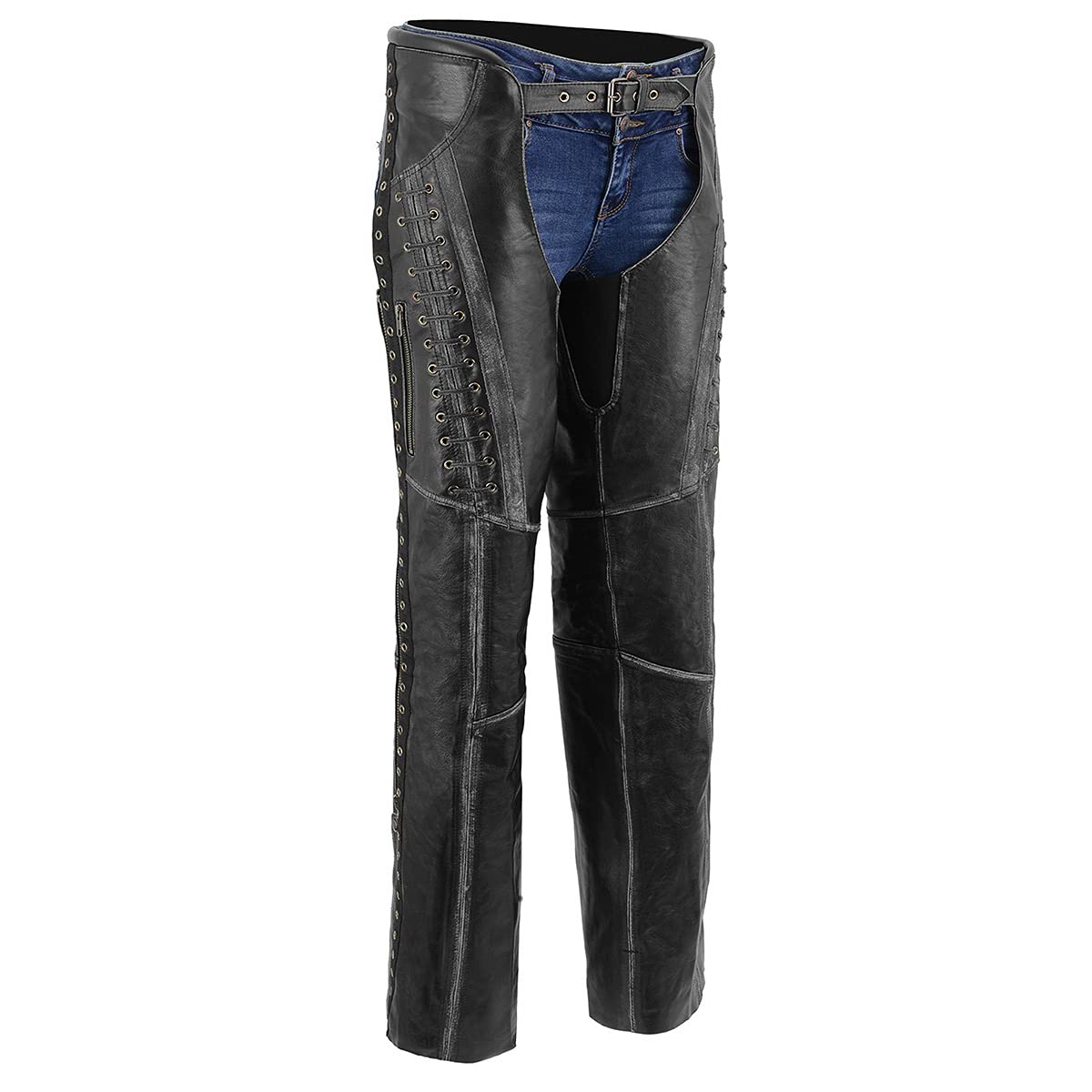 Milwaukee Leather MLL6526 Women's Distressed Grey Leather Motorcycle Chaps - Perfect for Riding, Biker Fashion & Outdoor Adventures