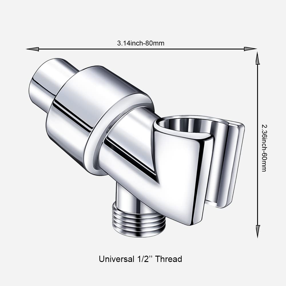 Adjustable Shower Arm Holder Mount for Handheld Shower Head - Chrome Silver Shower Arm Connector for Shower Hose - Perfect for Bathroom Renovation & Spa-Like Shower Experience
