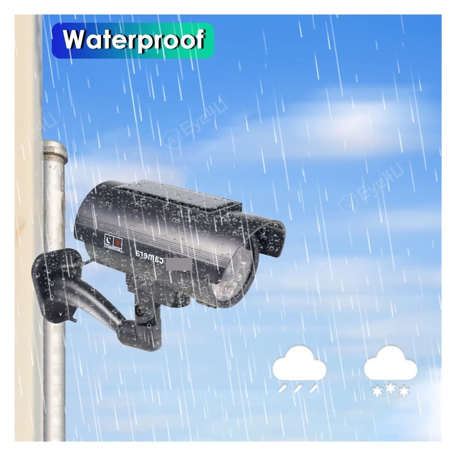Solar Security Camera Outdoor - Fake CCTV Surveillance Dummy Camera with Flashing LED Light for Home Protection (Silver) | Deter Burglars & Enhance Home Security