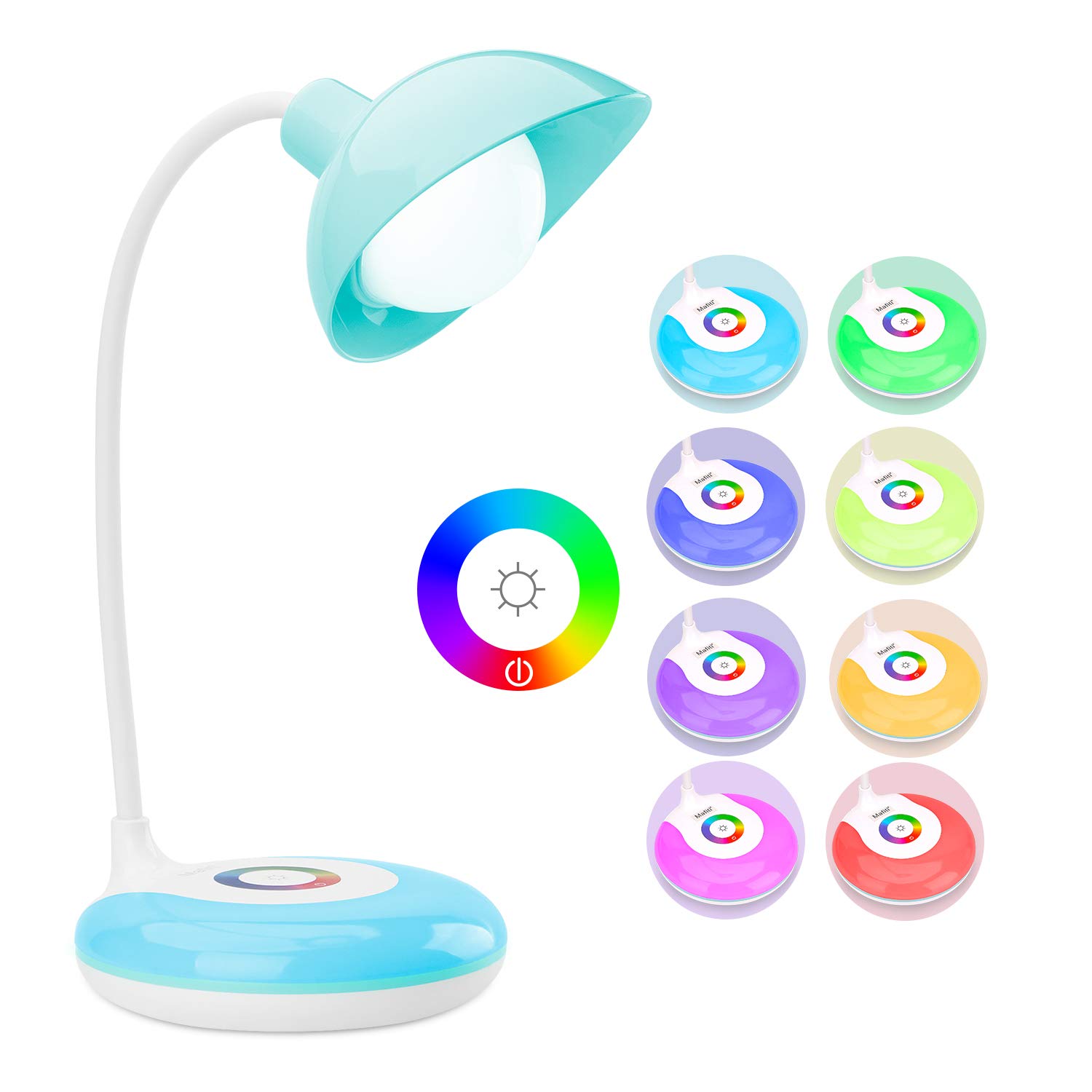 Mafiti LED Desk Lamp - Rechargeable Cordless Table Light with Adjustable Gooseneck, Dimmable Touch Control & RGB Color Changing - Eye-Caring Night Light for Kids, Students, Office Work - USB Charging Cable Included - Perfect for Study, Reading & Bedroom Decor